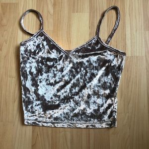 Velvet spaghetti strap crop top